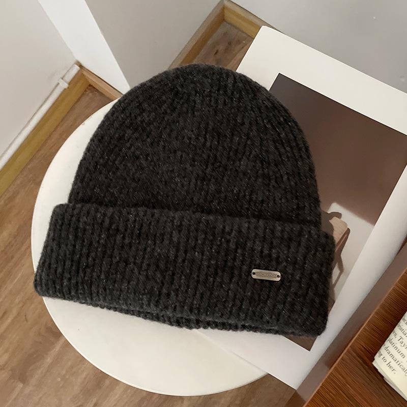 

Осень и Зима Лицо демонстрирует Японский Стиль Теплая Шерстяная Шапка Шапка-Бини Большой Обхват Головы Серая Шапка-Балаклава Универсальная и Модная one size