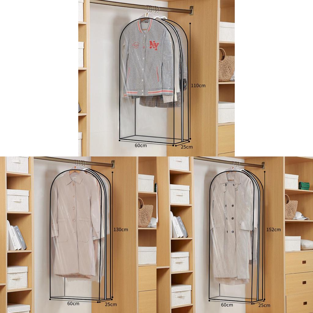 Simplified Wardrobe Clothes Cover Peva Transparent Garment Bag For Indoor Closet Organization