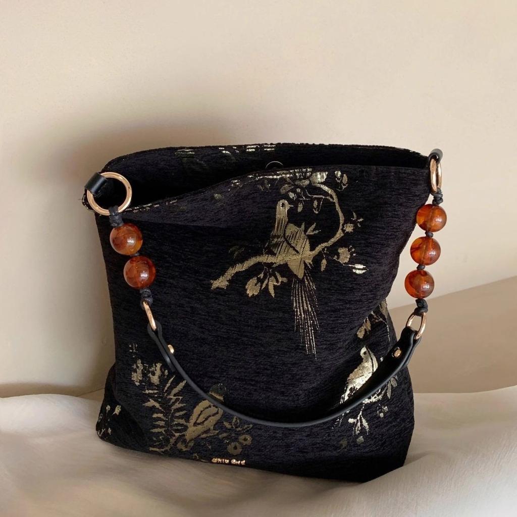 Chinese Style Embroidered Commuter Underarm Purse Latest Large Capacity New Chinese Style Shoulder Bag Literary Ancient Style Tote Bag
