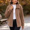 Women's Plush Jacket with Pockets, Casual Fuzzy Warm Outerwear for Everyday Wear