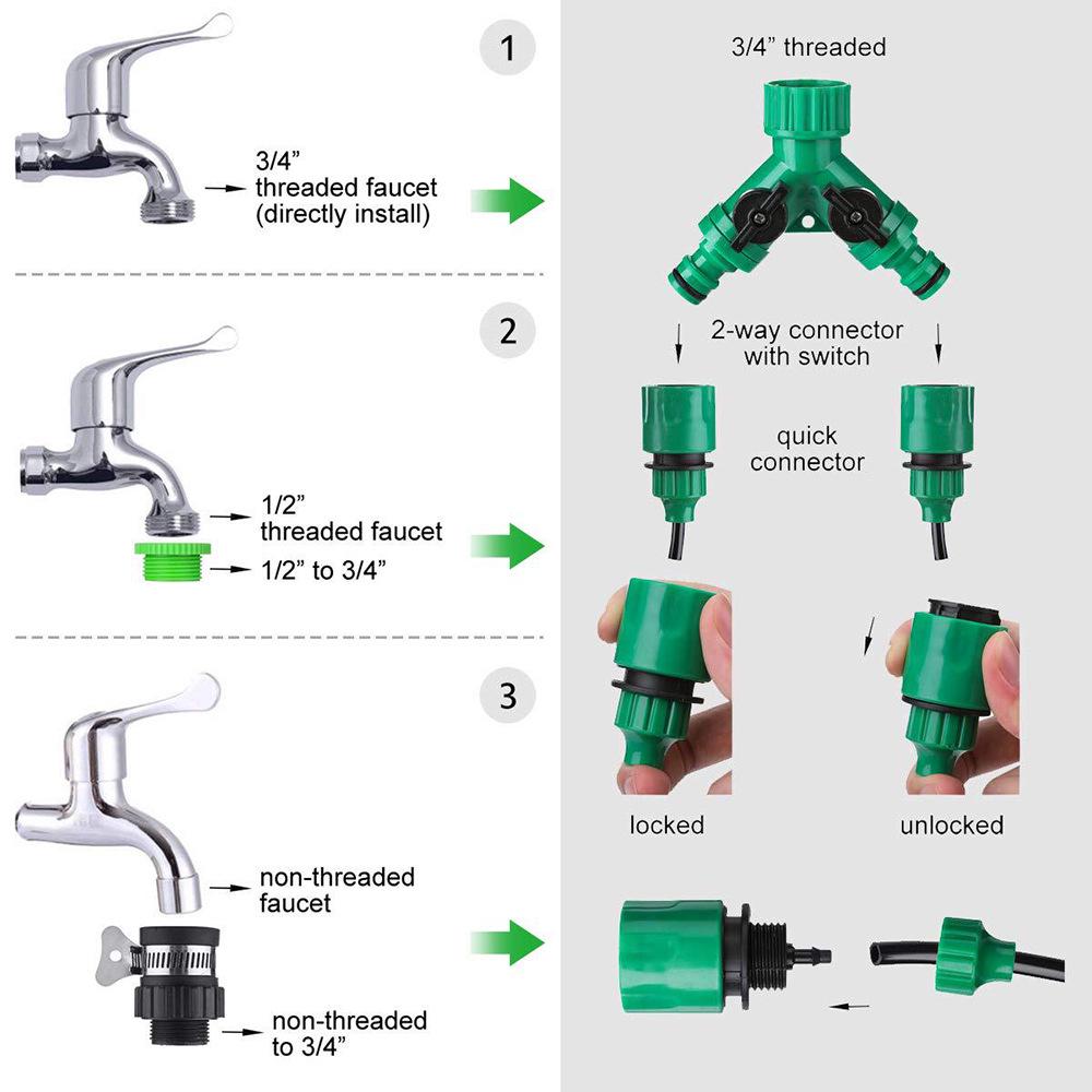 40m Garden Irrigation Kit: 158pcs Adjustable Eight-Hole Dripper & Automatic Atomizing Waterer