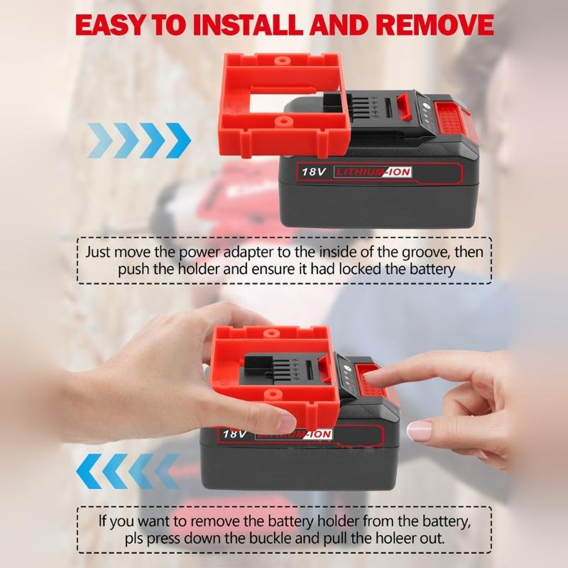 6Pcs Battery 18V Battery Wall Mount Holder Battery Base Bracket Storage Fixing Bracket Battery Mount Fixing Accessories