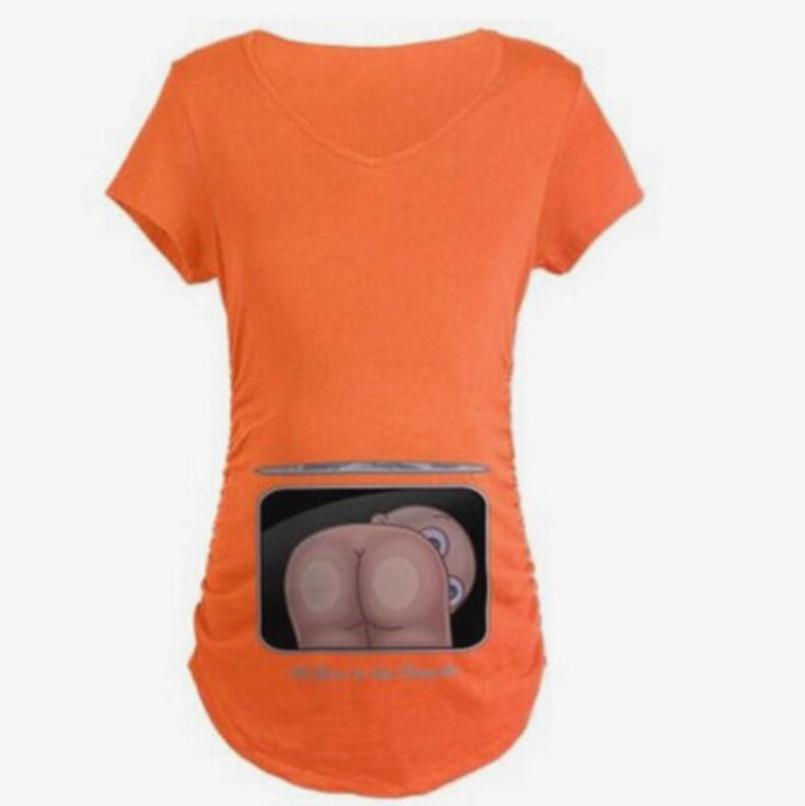 Women Maternity Short Sleeve Cartoon Print Tops T-shirt Pregnancy Clothes Maternity Clothes