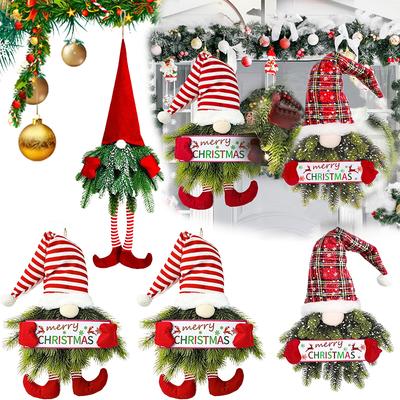 Guirlanda de Natal Presente Gnomos de Natal Requintada Decoração de Parede Fofa Decoração de Natal Decoração de Casa 50x30x3cm