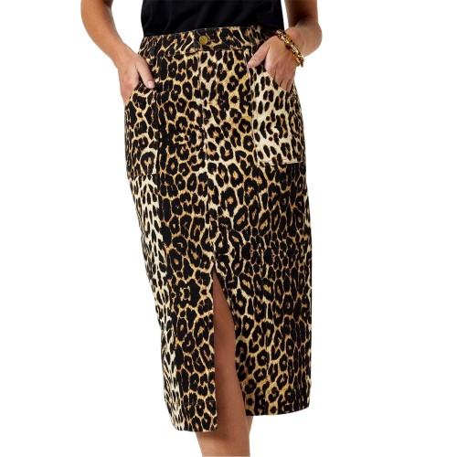 Biba Womens/Ladies Leopard Print Denim Midi Skirt