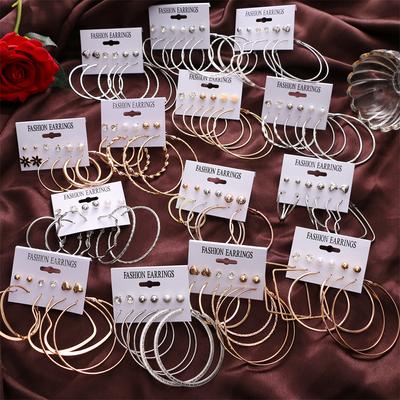 Conjunto de brincos de argola redondos grandes, femininos, vintage, cor dourada, círculo, brincos de declaração, joias boêmias