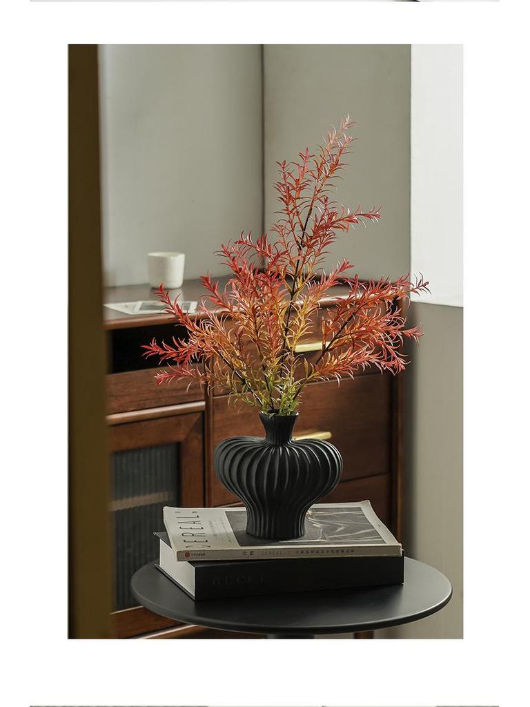Retro Wabi-Sabi Ceramic Vase with Artificial Flowers