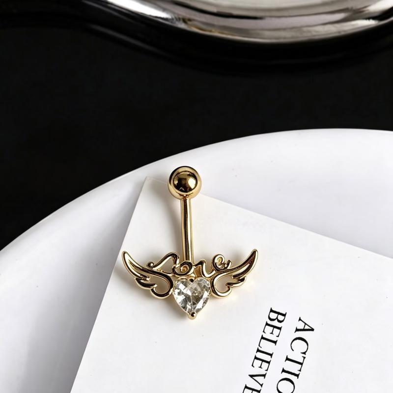 Minimalist Angel Wings Navel Piercing Ring Sexy Hypoallergenic Stainless Steel Belly Button Body Jewelry for Women