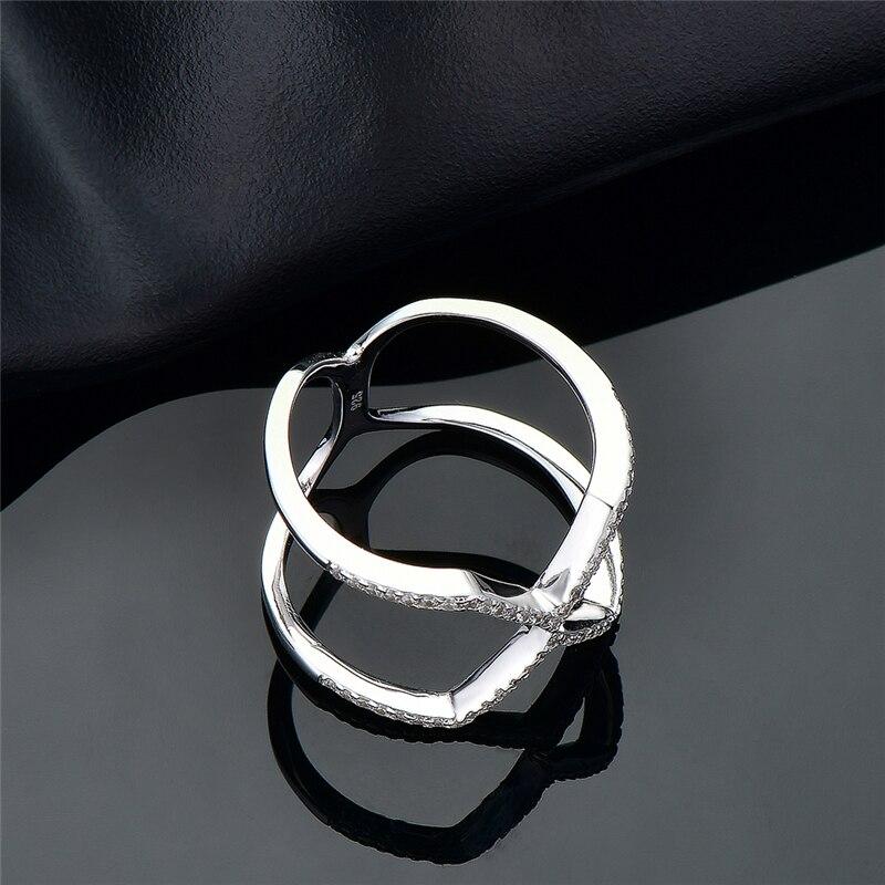925 Sterling Silver Rings For Women Cute Cystal Zircon Round Geometric Stackable Rings Fashion Party Gifts Fine Jewelry
