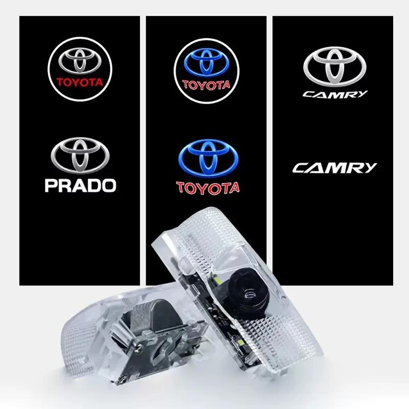 2pcs LED Car Door Welcome Light Logo Light For Toyota Camry Highlander Land Cruiser Prado Avalon Reiz Rav4 Crown CHR Accessory