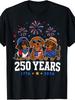 Dachshund 250Th Anniversary USA 250Th Dachshund 4Th of July T-Shirt Retro Casual Crew Neck Printed T-Shirt