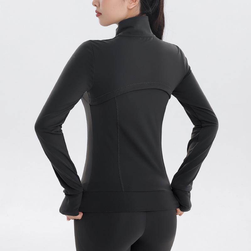 Autumn Yoga Jacket: Women's Long Sleeve Fitness Wear, Tight Fitting Cover-Up for Spring, Autumn, Winter.