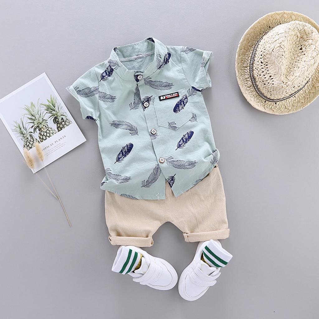 BELT 1-4Years Infant Baby Boys Clothes Set Cartoon T-shirt Tops+Shorts Summer Outfits