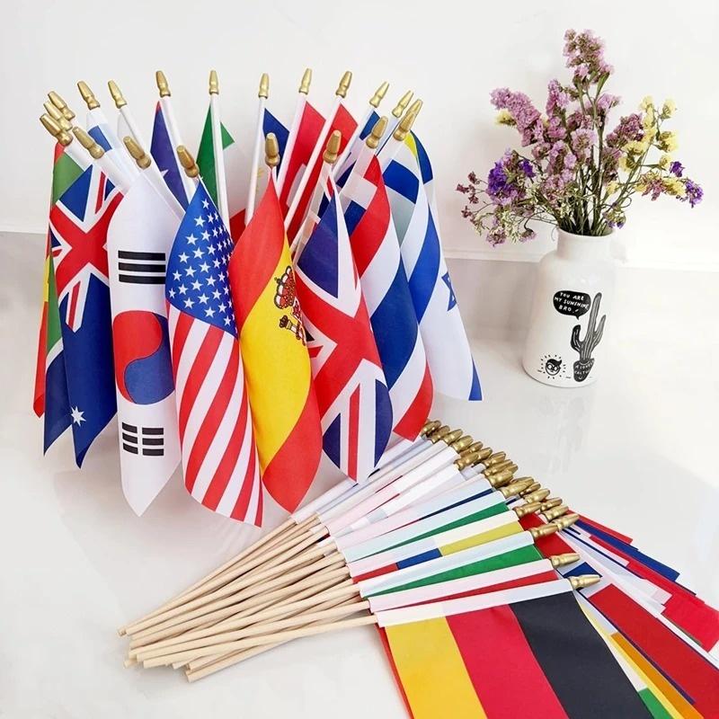 32 Countries International Stick Flag of the World Small Mini Hand Held Flags for Sports Events,International Festival