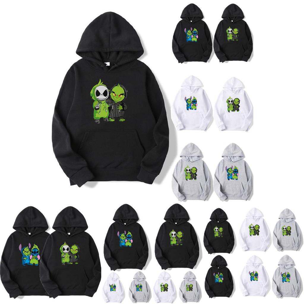 Cozy And Stylish Grinch Jack Skeleton Stich Hoodie For Christmas Celebration