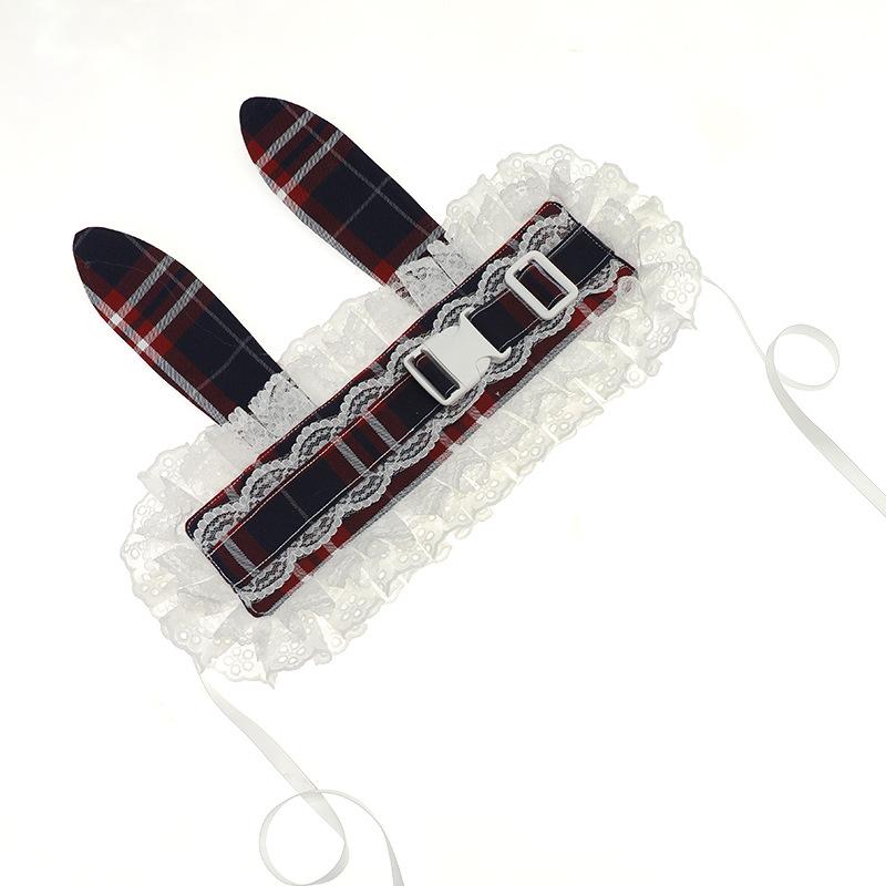 1Pcs Subculture Retro Plaid Buckle Headband Ancient Pastoral Lolita Lace Japanese Cat Ear Hearing Atmosphere Cute