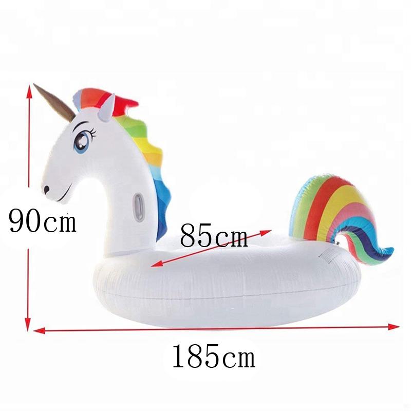 Unicórnio Inflável Gigante de 185cm Boia de Piscina Cavalgável Pégaso Anel de Natação Para Adultos Crianças Brinquedos de Festa Aquática Colchão de Ar
