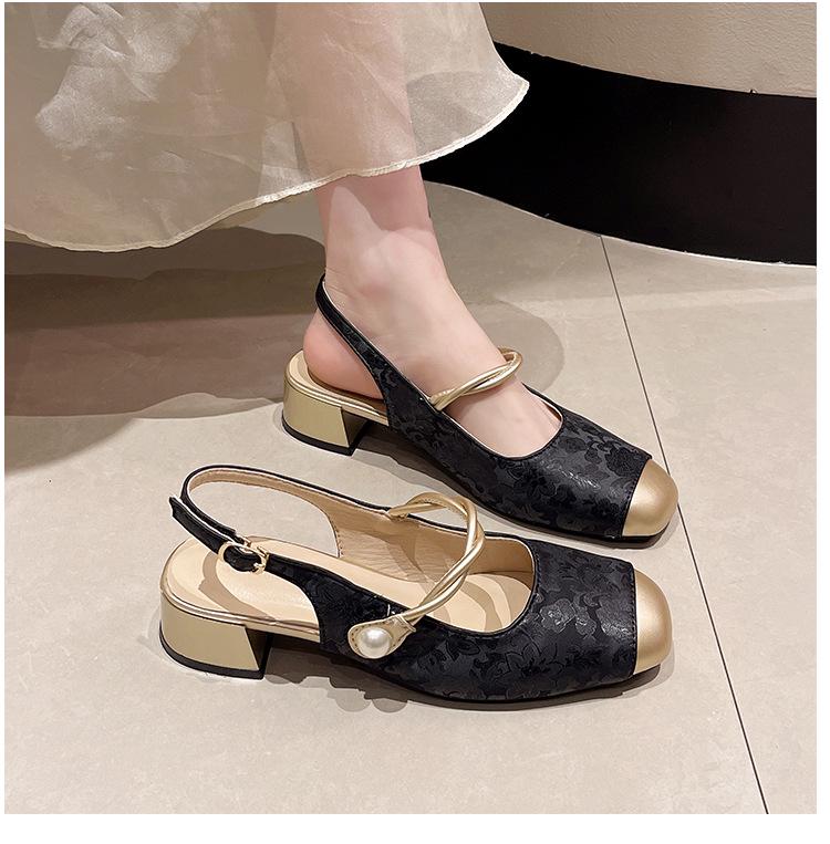 

Женские весенне-осенние туфли-лодочки на высоком каблуке без задника с острым носком, бантом и толстым каблуком Size 39 чёрный