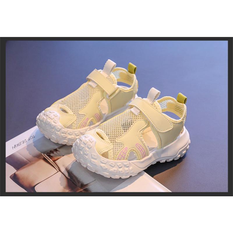 New Summer Kids Mesh Hollow Out Sports Sandals, Single Mesh Solid Color Girls Shoes