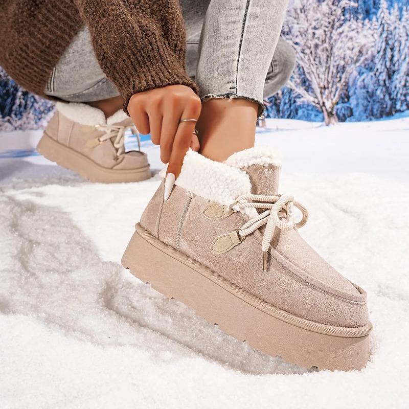 2025 New Thick Bottom Women Snow Boots Rubber Sole Ankle High Simple Style Shoes for Women Winter Warm Anti-Slip Booties Women