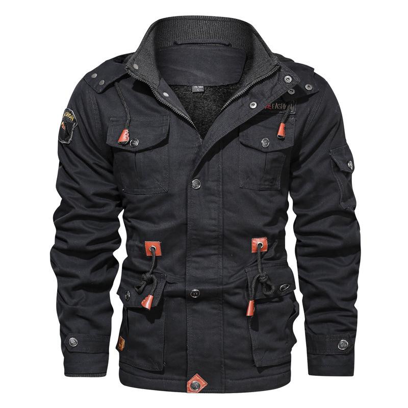 

Осень и зима Новая мужская куртка из флиса и утолщенного хлопка со съемным капюшоном, средняя и длинная куртка для мужчин XXXXL