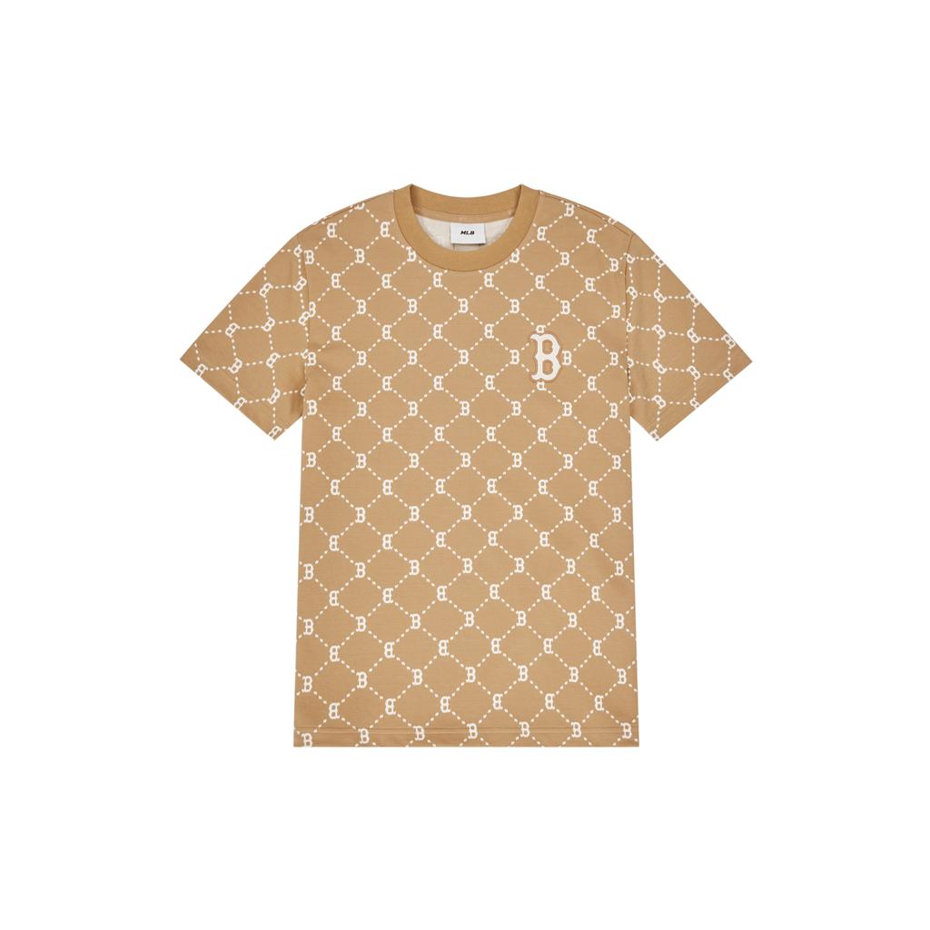 New MLB MONOGRAM Reading Collection T Shirt Unisex Light Camel 3ATSM0143-43CAL