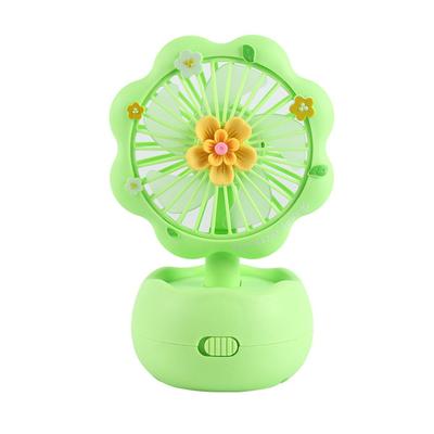 Handlicher Mini-Ventilator Kinder Klein Tragbar USB Wiederaufladbar Desktop Leiser Kühlventilator Grün Blume