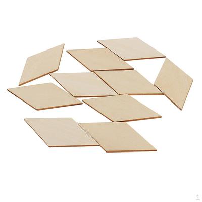 10x Placchetta Rombo in Legno Grezzo Fette di Legno Etichette Pezzi Ornamenti 100x50mm