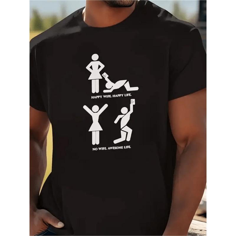 European Size Men'S Creative Shirt, Casual Short-Sleeved Round-Neck T-Shirt, Men'S Summer Outdoor Clothing