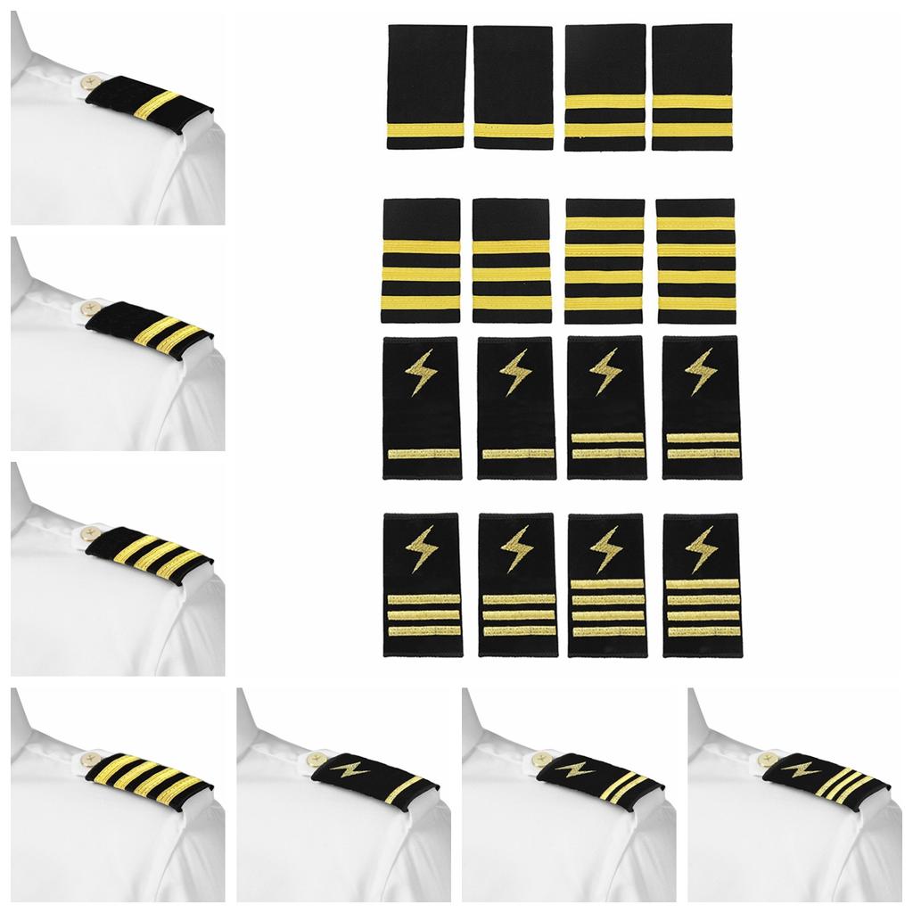 Captain Pilot Epaulets 1 Pair Professional Uniform Shoulder Straps with 1/2/3/4 Gold Silver Bar