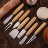 Stainless Steel Cheese Knife & Fork Set, Rubber Wood Handles - Western Tableware