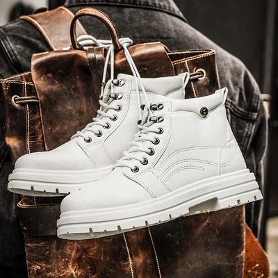 Fashion Men's White Boots Autumn Winter Motorcycle Ankle Boots for Men Trend Street Tooling Shoes Men Leather Boots Botas Hombre