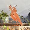 Aged Iron Bird Yard Sculpture Outdoor Decoration Distressed Metal Bird Garden Statue Antique Look Decorative Sculpture