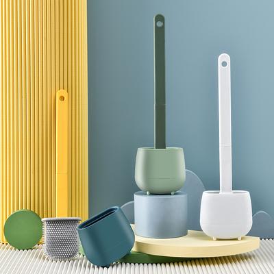 Toilettenbürste, wasserfest, mit Sockel, Silikon-WC-Flachkopf, flexible weiche Borsten, mit schnell trocknendem Halter-Set für zu Hause