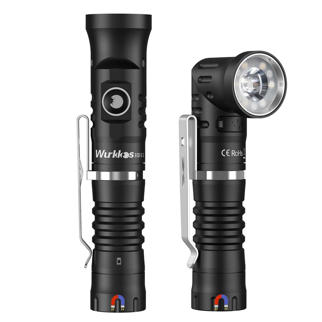 Wurkkos LED 1800 Lumens Rechargeable Flashlight Light Work Adjustable IPX8 Waterproof for Camping and Emergency Repairs Flashlight, HD11,