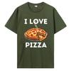 Cross-border Western trendy T-shirts for men, I Love Food tops, pizza cartoon print T-shirts, men's short-sleeve T-shirts