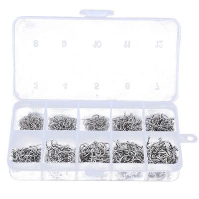 MUQZI – accessoires de sport, 500 pièces, 10 tailles assorties d'hameçons aiguisés, leurres, appâts et boîte de matériel de pêche