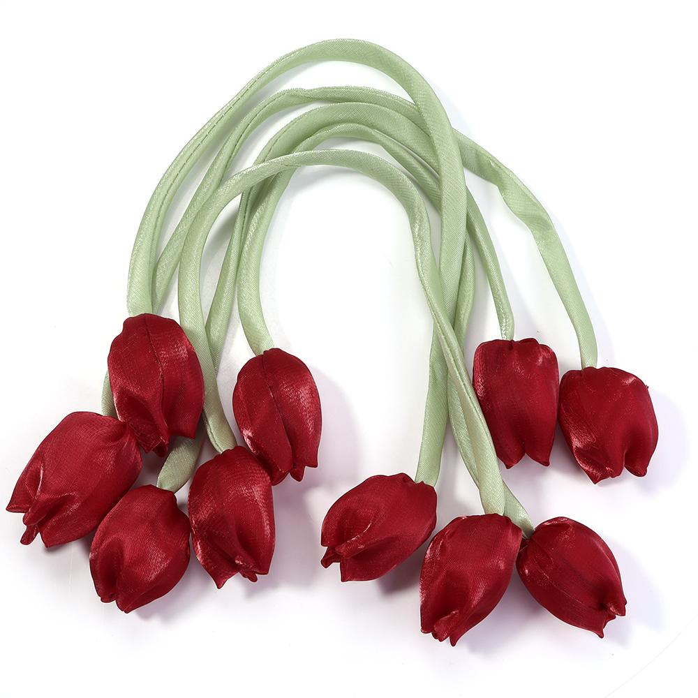 5pcs Tulip Bow Flowers Sweet Artificial Flowers For DIY Wedding Party Christmas Clothing Headwear Gifts Decoration Accessories