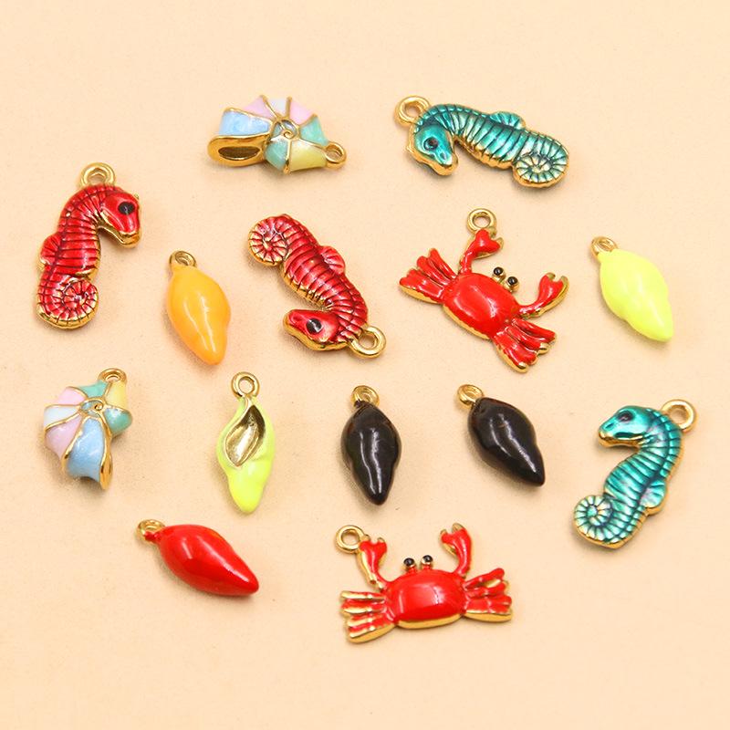 18K Gold Electroplated Seashell & Seahorse Charms: 4 Styles DIY Jewelry Accessories