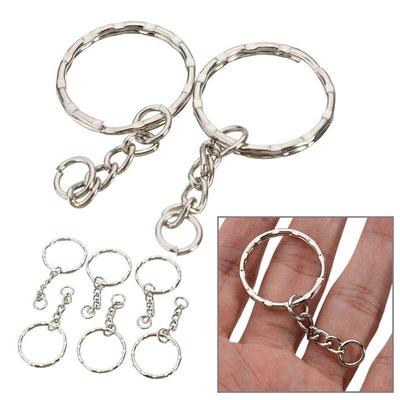 25mm Metal DIY Polished Silver Key Fob Keychain Keyring Short Chain