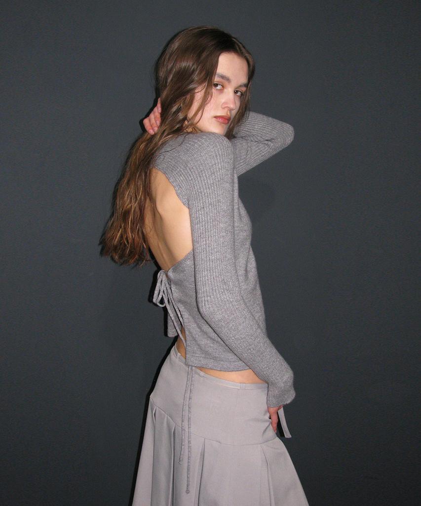 PARTIMENTO WOMEN Open Back Knit Top_Melange