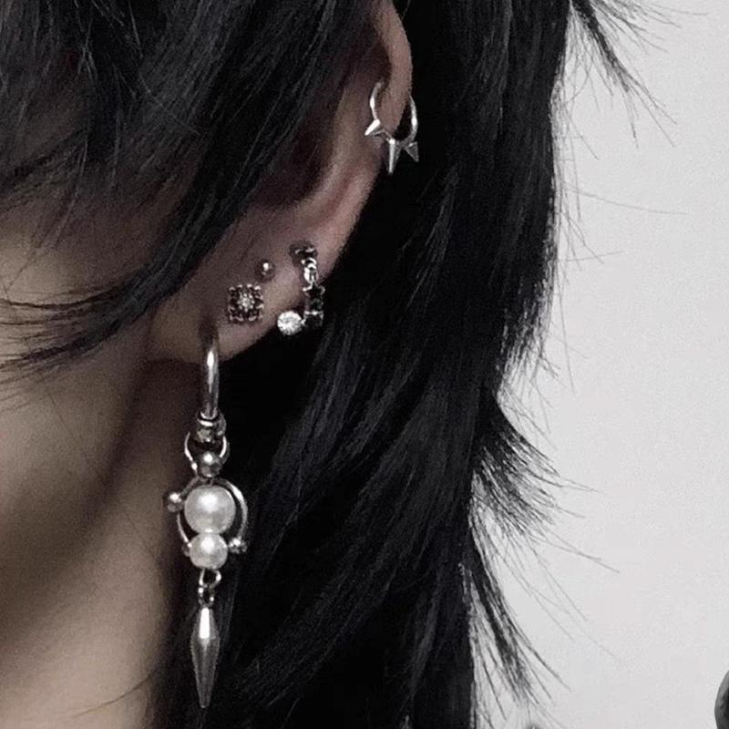 Fashion Forward Conical Pendant Earrings Ear Drop With Detailing Punk Inspired Alloy Jewelry Gift For Her