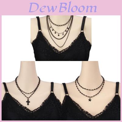 Geometric Multilayer Chain Necklace With Cross Pendant For Fashionable Unisex Wear