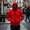 Men's Gothic Double Hooded Zip-Up Hoodie Loose Fit Trendy Streetwear
