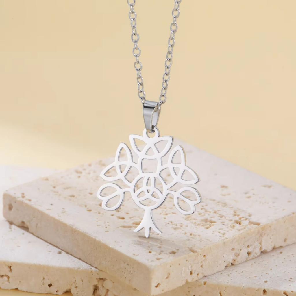 LIKGREAT Celtics Knot Necklace for Women Celtic Tree of Life Pendant Necklaces Stainless Steel Vintage Talisman Jewelry Gifts