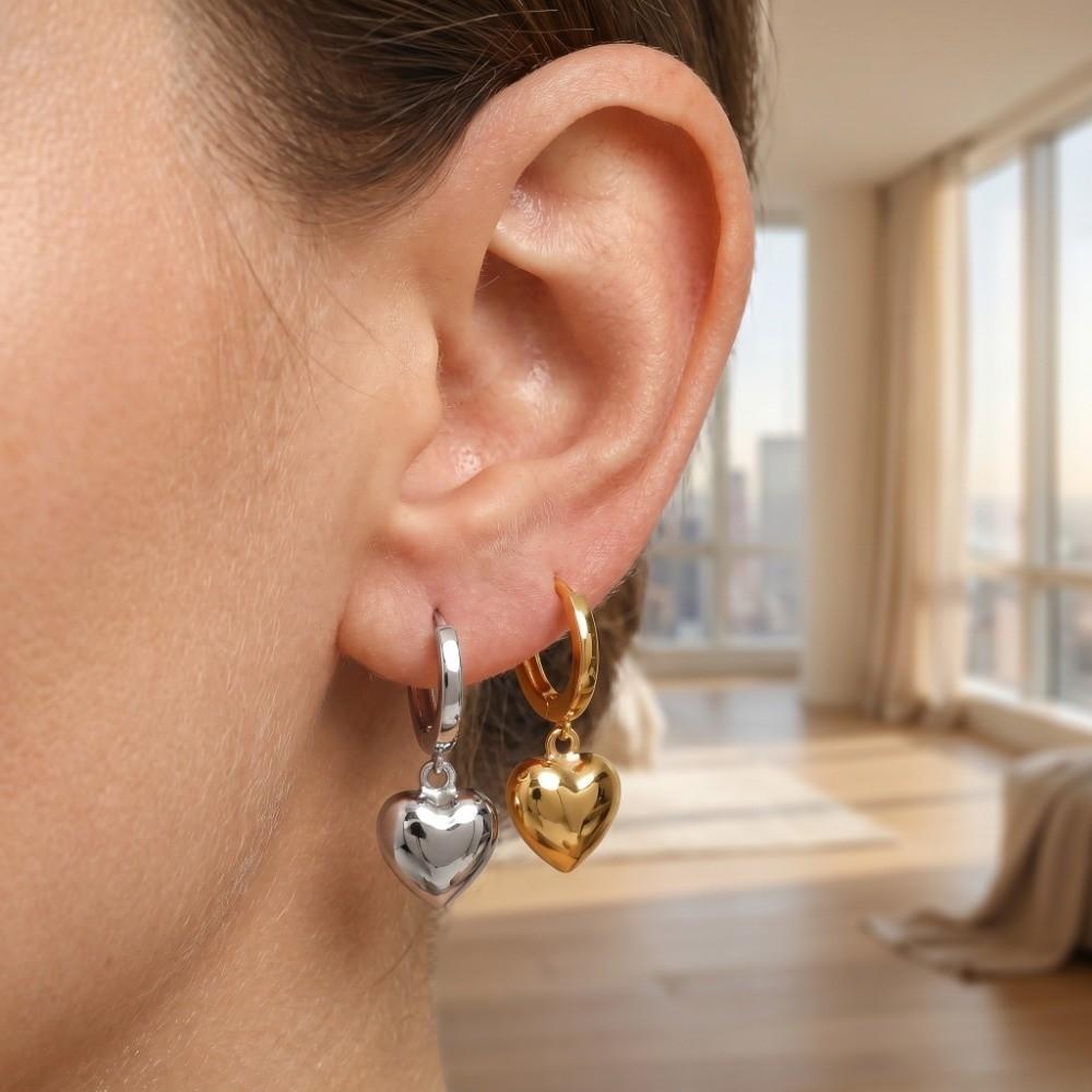 Zinc Zinc Alloy Heart-Shaped Earrings Minimalist Hoop Earrings Temperament Dangle Drop Earrings  Gift