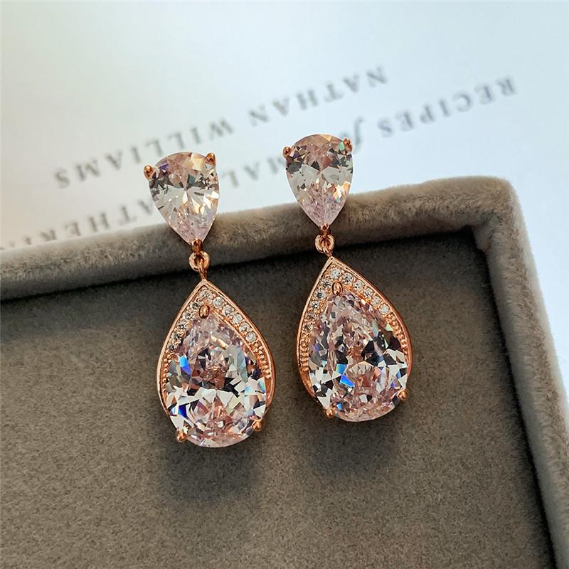 

Luxury amethyst water drop zircon pendant earrings femininity earrings jewelry