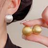 Unique Brushed Metal Oval Stud Earrings - Fashionable, Simple Design with Personality