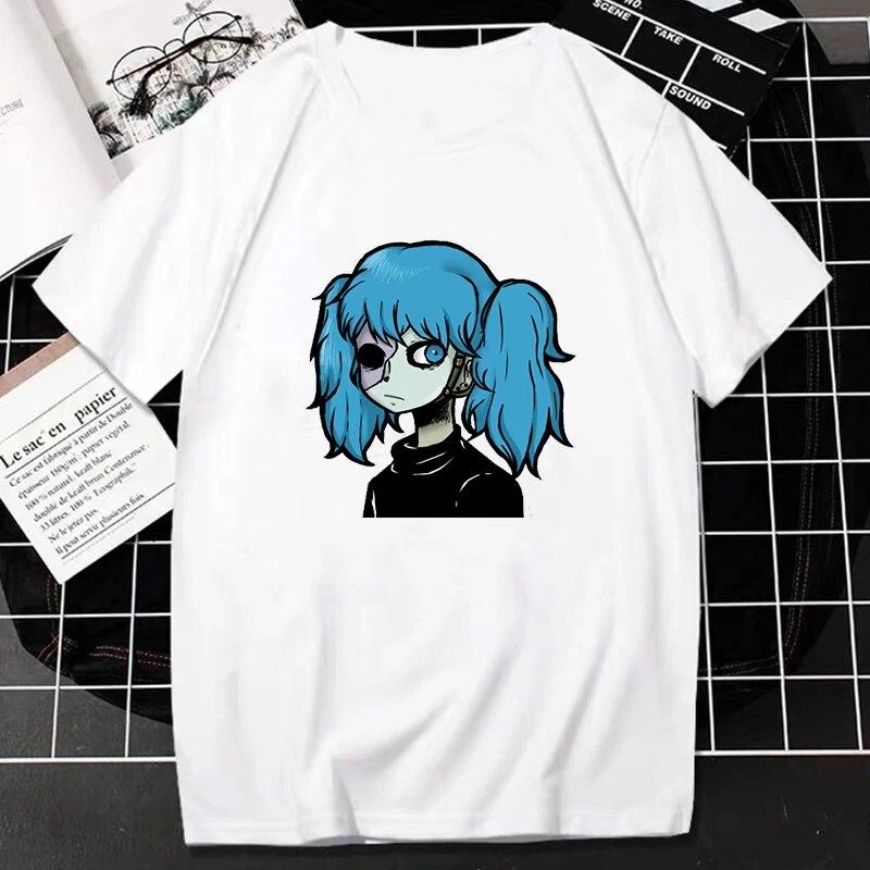Tričko Sally Face Horror Game Print Tričko Kawaii Harajuku Anime Oblečení Ženy Unisex Móda Ležérní Tričko Hiphop Gothic Streetwear