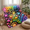 Rainbow Gemstone Paw Prints Theme blanket Lightweight Warm Flannel Blanket Decorative Throw Blanket for Home Decoration